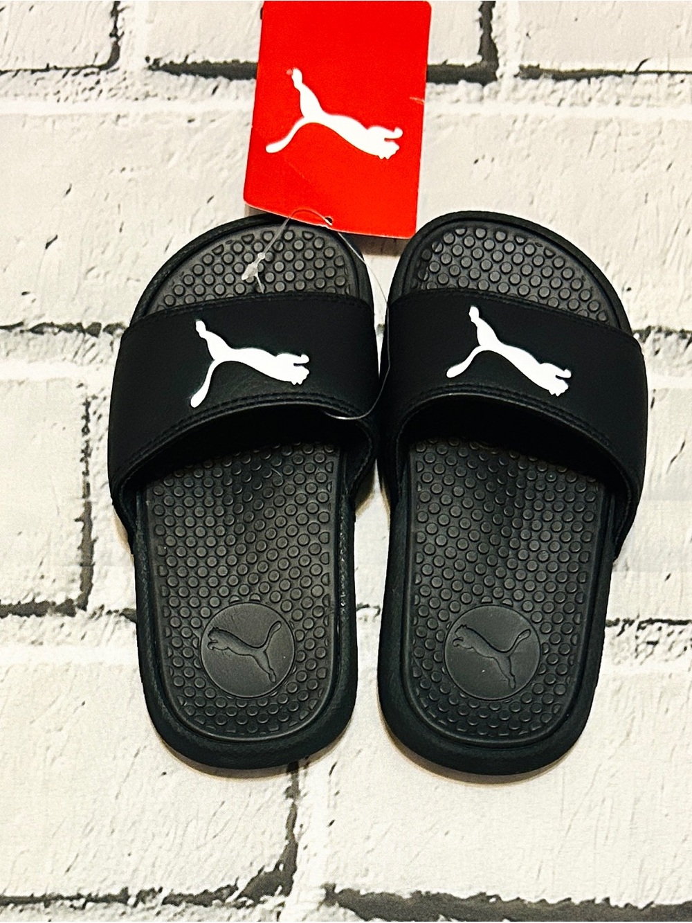 NWT Puma Athletic Slides - Toddler 11c - Black With White Logo